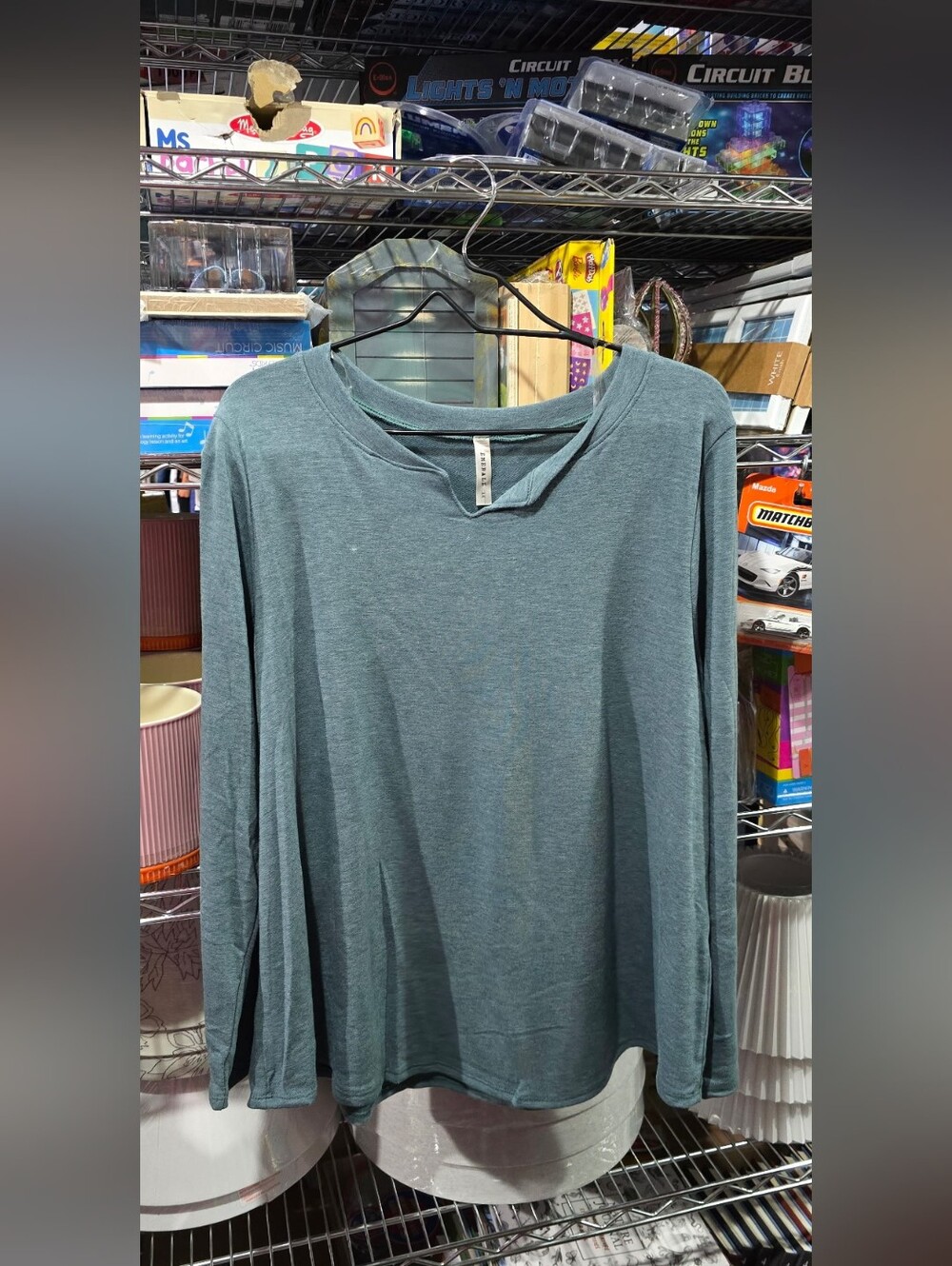 New Emerald 1X Long-Sleeve Crewneck Shirt in Slate Green